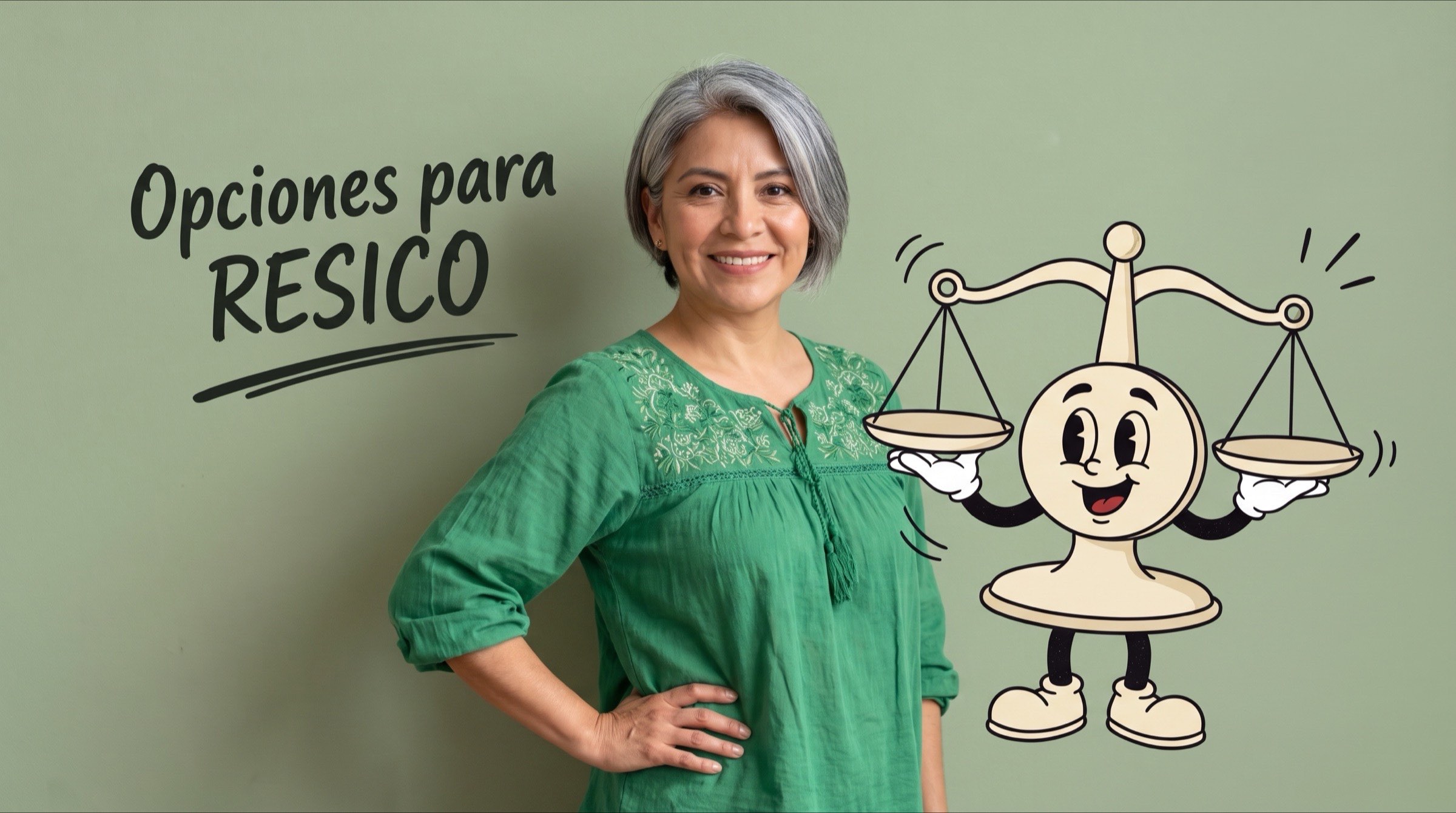 Persona junto a una balanza ilustrada